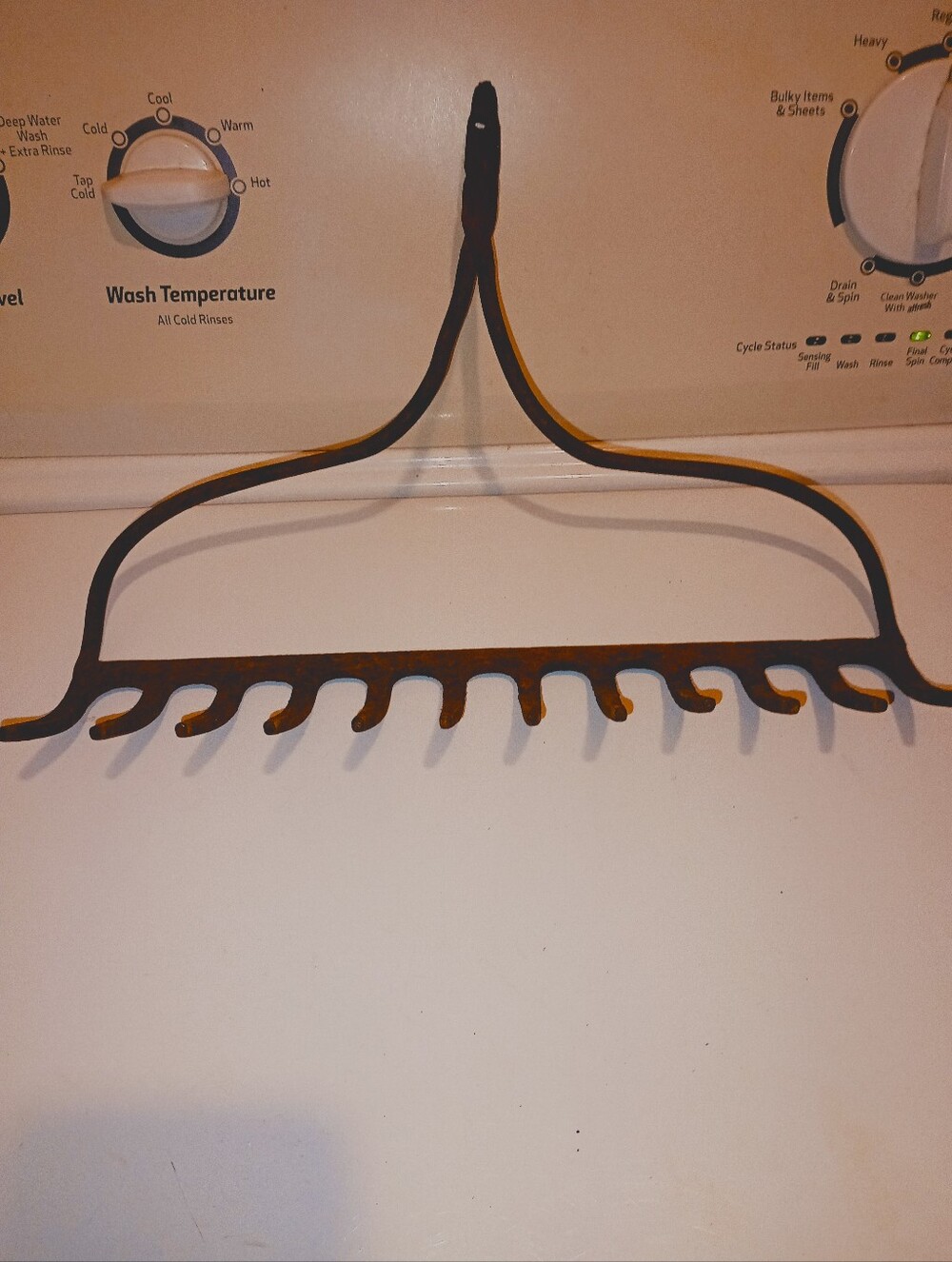 Vintage Rusty Brown Metal Rake